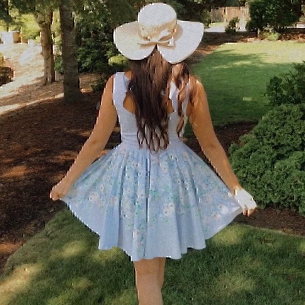 Lauren Conrad Blue White Floral Dress Size 10 Summer - Picture 4 of 6